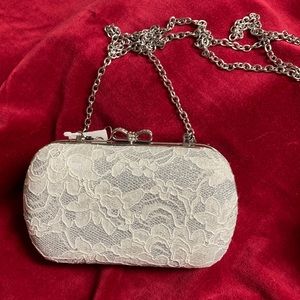 Silver Lace Clutch